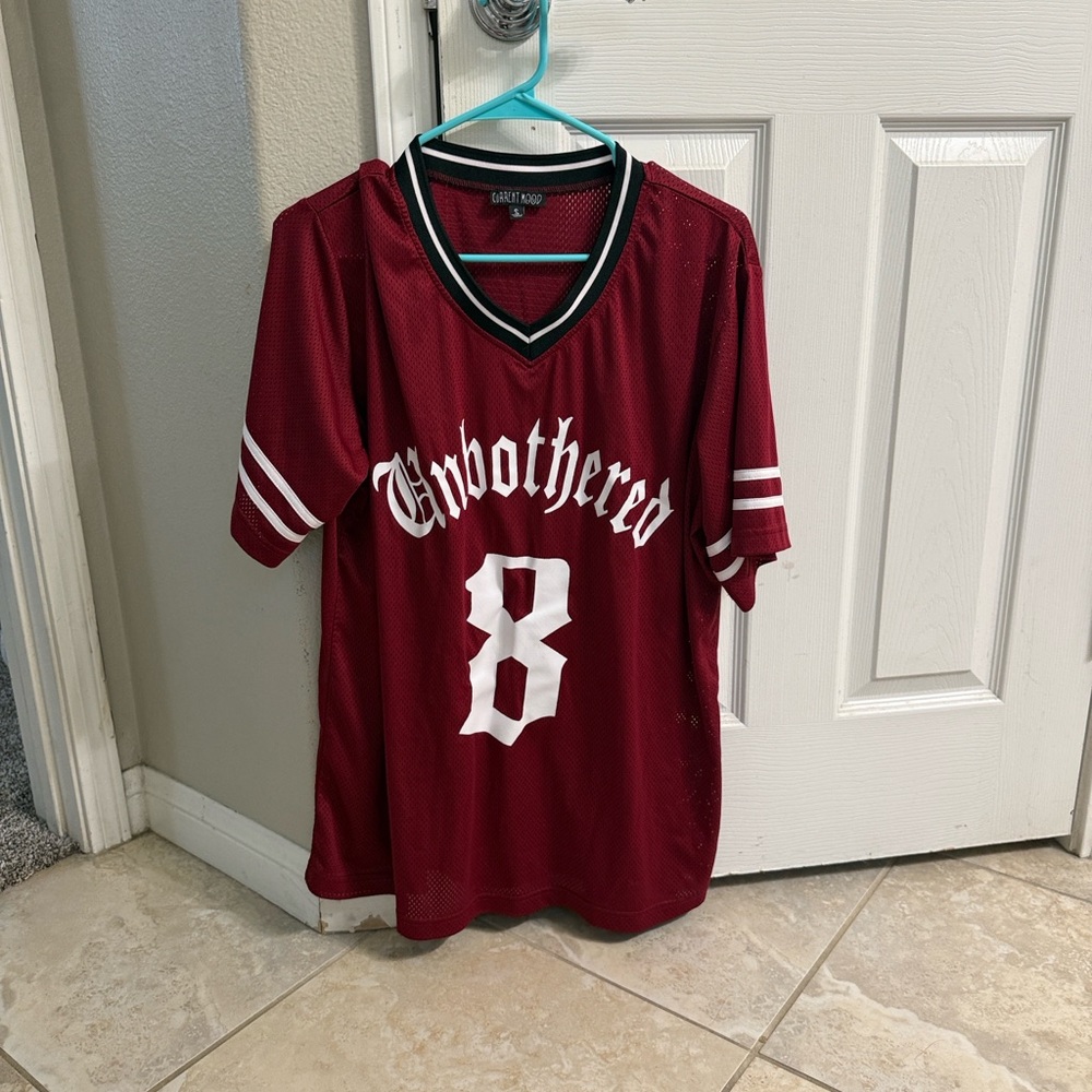 Unbothered Jersey Mesh V-Neck Top